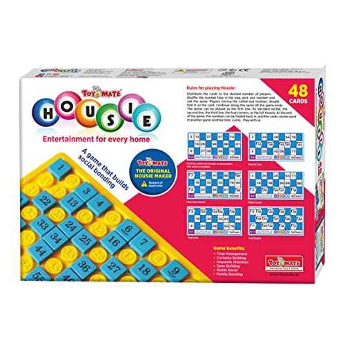 Image of toymate Red HOUSIE 48 Reusable Card Game- Family Fun Game For Small Gathering- No Pins Or Pencils Required
