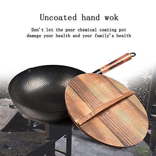 Wok chino de hierro fundido con tapa de madera miniatura 2