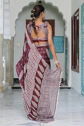 Image of MIRCHI FASHION Saree for Woman | Chiffon Floral Printed Breathable Occasional Sari with Blouse