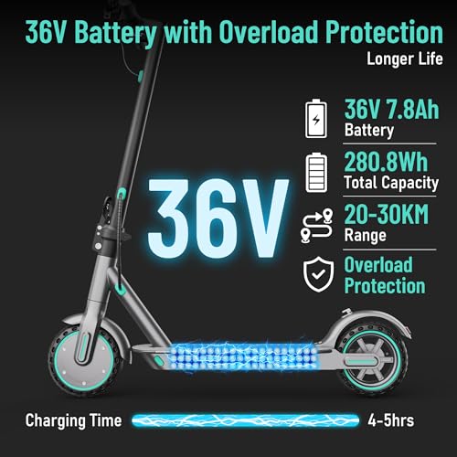 Image of 350W /500W Adult Electric Scooter, 8.5 inch /10 inch Solid Tires, 36V 7.8AH-15AH Battery, UP to 19-25MPH, 20-31 Miles Range, Foldable Lightweight E-Scooter, Dual Brakes, App Control, Max Load 265 LBS