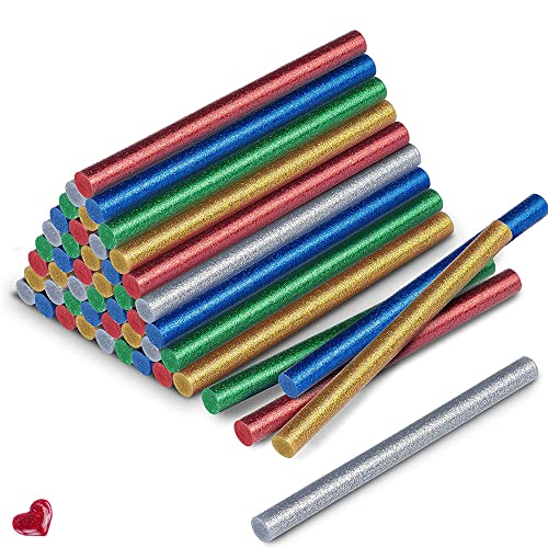 Farbige Glitzer-Klebestifte,50 Stück Klebesticks,Farbige Glitzer Klebesticks,7*100mm,Bunte Heißklebestifte,Breites Anwendungsspektrum,Für Heimwerker,Bastelarbeiten,Siegel-Schnellreparaturen(12 Farben) Cover