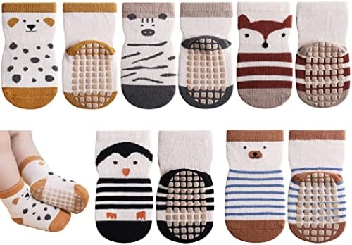 Exemaba Rutschfeste Socken für Baby Mädchen Jungen 5 Paar Kinder Anti Rutsch Socken Sportsocken Stoppersocken