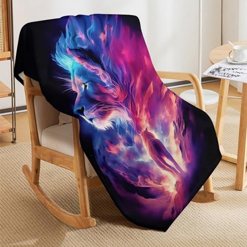 Couverture polaire lion plaid de canapé doux pour soirées cocooning
