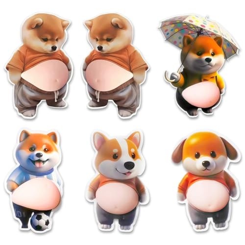 6 Stück Shiba Inu Dog Belly Türstopper Sticker, Türstopper Lustig mit Weichem Silikonkissen, Braune Shiba Inu Hundebauch 3D Aufkleber, Aufprallschutz für Türen und Telefone