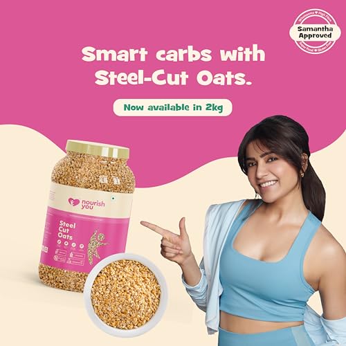 Image of Nourish You Premium Steel Cut Oats 500g - 14.2g Protein per 100g | 10.2g Dietary Fibre peri 100g | 100% Wholegrain Oats Breakfast Cereal for Weight Management | Diet Food | Rich in Fibre and Protein |