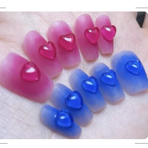 200Pcs Clear Heart Nail Art Decals Charms For Nails, Clear 3D Acrylic Heart Nail Charms For Women Diy Manicures Salon Accessories #TOP6