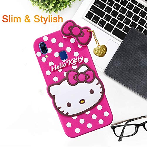 Image of Unirock Hello Kitty Back Case Cover for Vivo Y91| 3D Cute Hello Kitty Case |Soft Silicone Rubber Back Cover with Pendant Kitty Cover for Vivo Y91 (Pink)