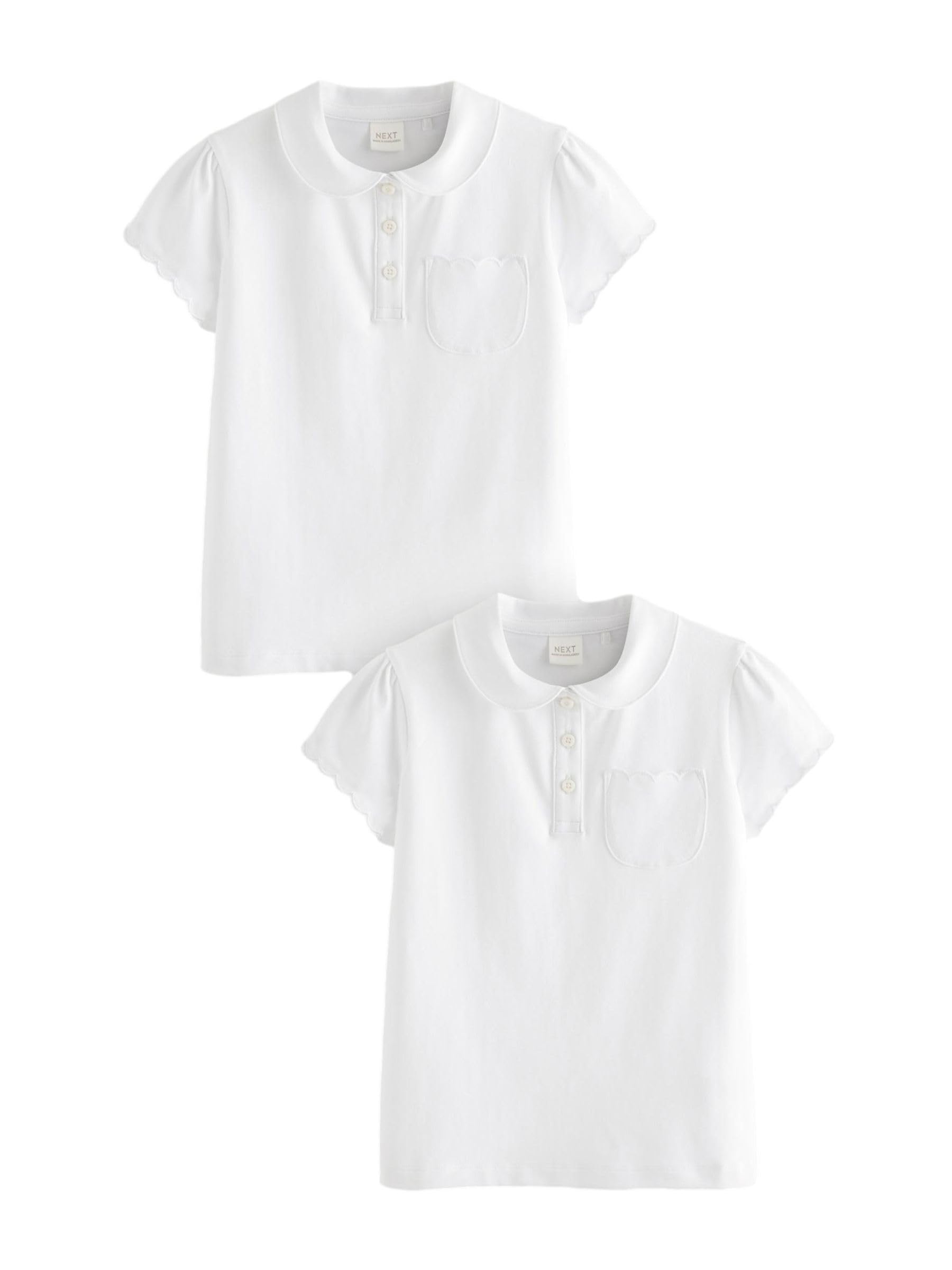 NEXT Fille Polo d’école en Coton Majoritaire avec col festonné, Lot de 2