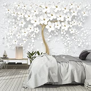 murimage Photo Wallpaper White Flowers Tree 366 x 254 cm Including Paste Plants Wallpaper White Pattern Bedroom Living Room Home 3D Wall Mural