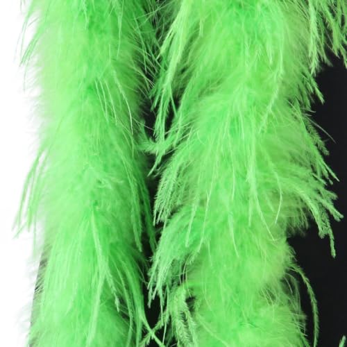 Bufanda de plumas de 2m color verde estilo Charleston años 20 con flecos elegantes 2