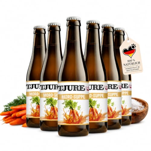 Tjure Morosche Karottensuppe für Hund & Katze | 6 x 320 ml | Schonkost für Hunde bei Durchfall | Zur Ergänzung der Fütterung in besonderen Phasen | Ohne Zusatzstoffe | Made in Germany