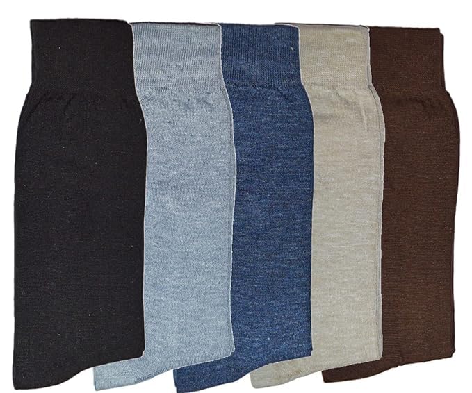 TENDSY Men's Cotton Crew Socks, Mid-Calf Length, Pack of 5, Formal and Casual Wear, Multiple Colours-picture-46