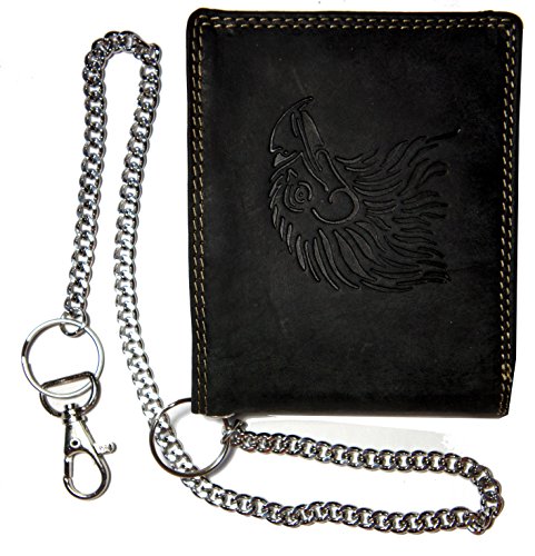 Preisvergleich Produktbild Hochwertige Geldbörse Geldbeutel Portemonnaie Büffel Wild Leder Adler geprägt Kette