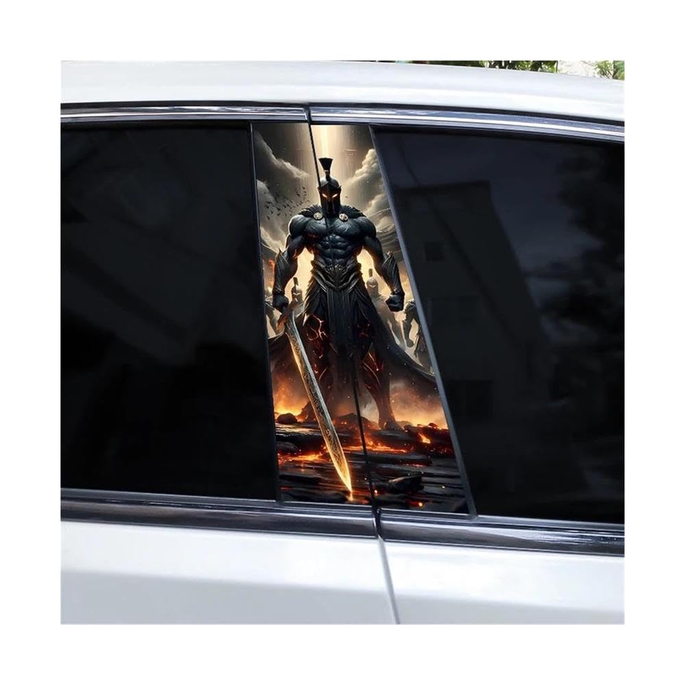 Body Parts 2pcs Knight Warrior Skull Car B-Pillar Vinyl Sticker Waterproof DIY(N)