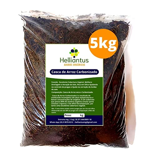 5kg de Casca Palha de Arroz Carbonizada para Plantas Jardim Suculentas