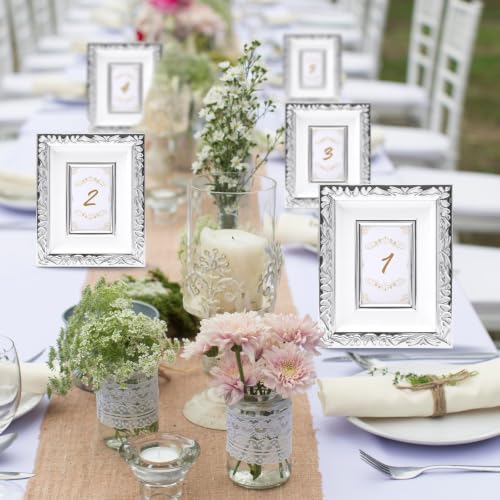 Image of 12 Pack 2 x 3 Inch White Silver Small Picture Frames Bulk | Resin Vintage Mini Antique Ornate Retro Baroque Photo Frames, for Wall Hanging Tabletop Home Decor, Wedding Christmas Display