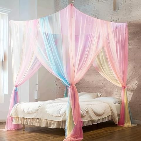 HanYun Rainbow Mosquito Bed Canopy Set Cover