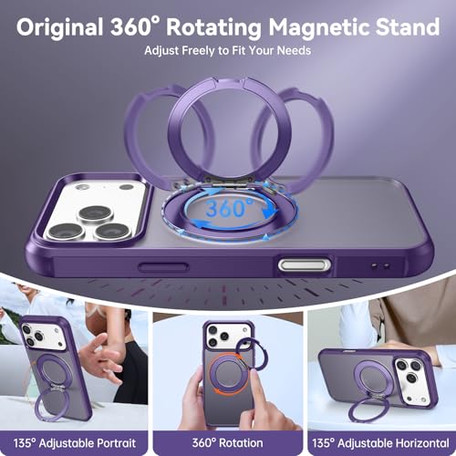 Image of BENTOBEN Magnetic for iPhone 17 Pro Case 2025, Phone Case iPhone 17 Pro with Magsafe Invisible Stand Kickstand Ring Holder Slim Thin Shockproof Bumper Women Men Cover for iPhone 17 Pro 6.3 inch, Purple