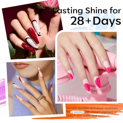Image of modelones 32 PCS Gel Nail Polish Set, 28 Colors Nude Red Green Blue Gel Polish with No Wipe Base Coat, Glitter & Glossy & Matte Top Coat Soak Off LED Nail Art Kit Salon at Home
