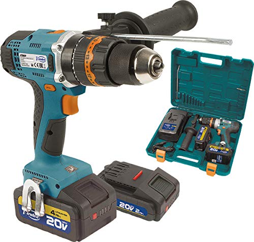 VIRUTEX 4000200 - Taladro percutor a bateria ATB80P 20V 2x 4.0 Ah Li-Ion 55 Nm con maletín 1,23 Kg