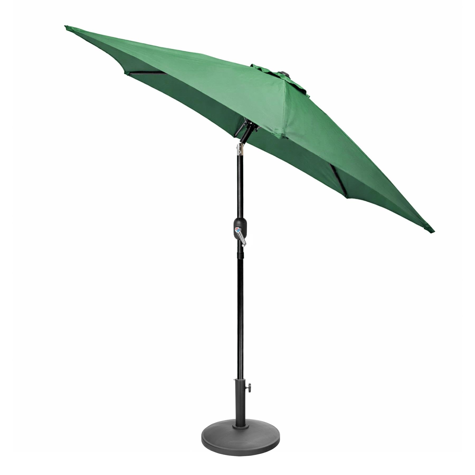 Harbour Housewares Green 2.3M Tilting Garden Parasol And Base Set – - Crank Handle Patio Umbrella Outdoor Sun Shade Adjustable 30° Tilt Upf50+ Uv Protection Water-Resistant With Air Vent & Carry Bag