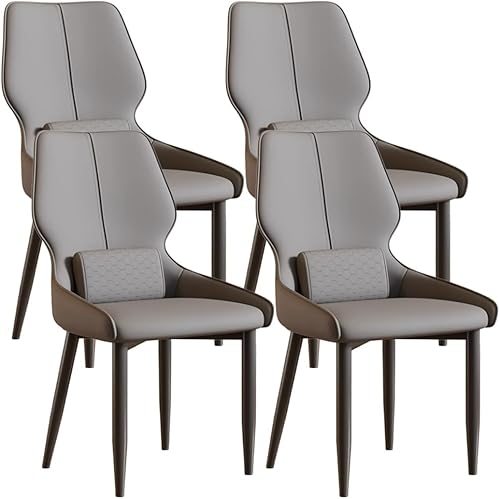 Miniatura 14 de YVYKFZD Juego de sillas de comedor de cuero, sillas de comedor con patas de metal, sillas de cocina tapizadas, silla minimalista sin brazos, para