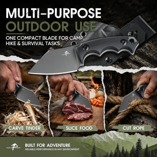 Image of Purple Dragon EDC Fixed Blade Knife with Rotatable Sheath,D2 Survival Knife
