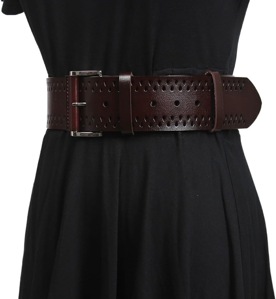 Retro temperament with wide belt leather hollowed out layer cattle belt