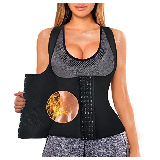 Sweat Waist Trainer Girdle Workout Sauna Tank Top Vest for Women Weight Loss Exercise, Double Tummy Slimmer (Black, M)