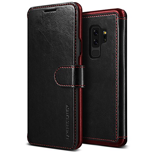 Galaxy S9 Plus Case :: VRS :: Drop Protection Cover :: Classy Slim Leather Wallet:: ID Credit Card Slot Holder for Samsung Galaxy S9 Plus (Layered Dandy - Black)