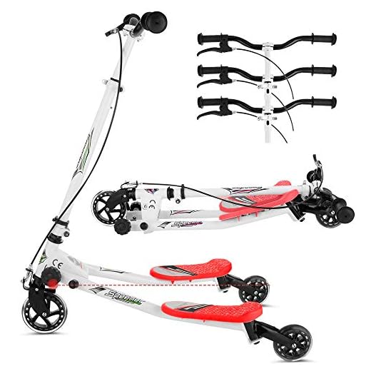 Y Flicker Scooter for Kids Ages 5-8, Fliker Swing Wiggle Scooter 3-Level Adjustable Height Foldable Kick Speeder Drifter for Boys and Girls Gifts