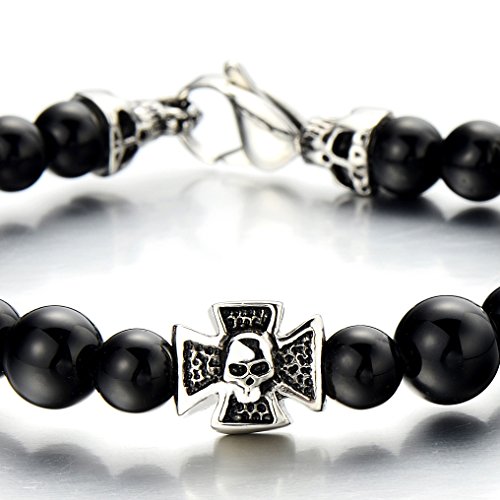 COOLSTEELANDBEYOND Uomo Bracciale del Croce Cranio...