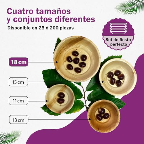 Platos y cuencos de hoja de palma Waipur orgánicos para evitar el plástico en comidas familiares 8