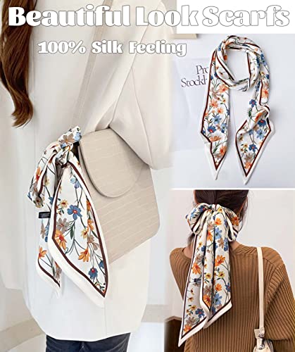 Kcctoo 59“ Mulberry Silk Like Head Scarf Women's Fashion Square Neck Satin Scarfs For Bag Hair Scarves Gift 59 * 5.9” #TOP4