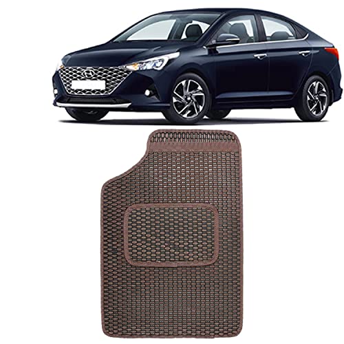 Image of Kingsway Dotted Design Car Floor Foot Mats Universal Fit for Hyundai Verna, Model Year : 2020 Onwards, Water and Dustproof, Color Brown, Set of 5 Pieces