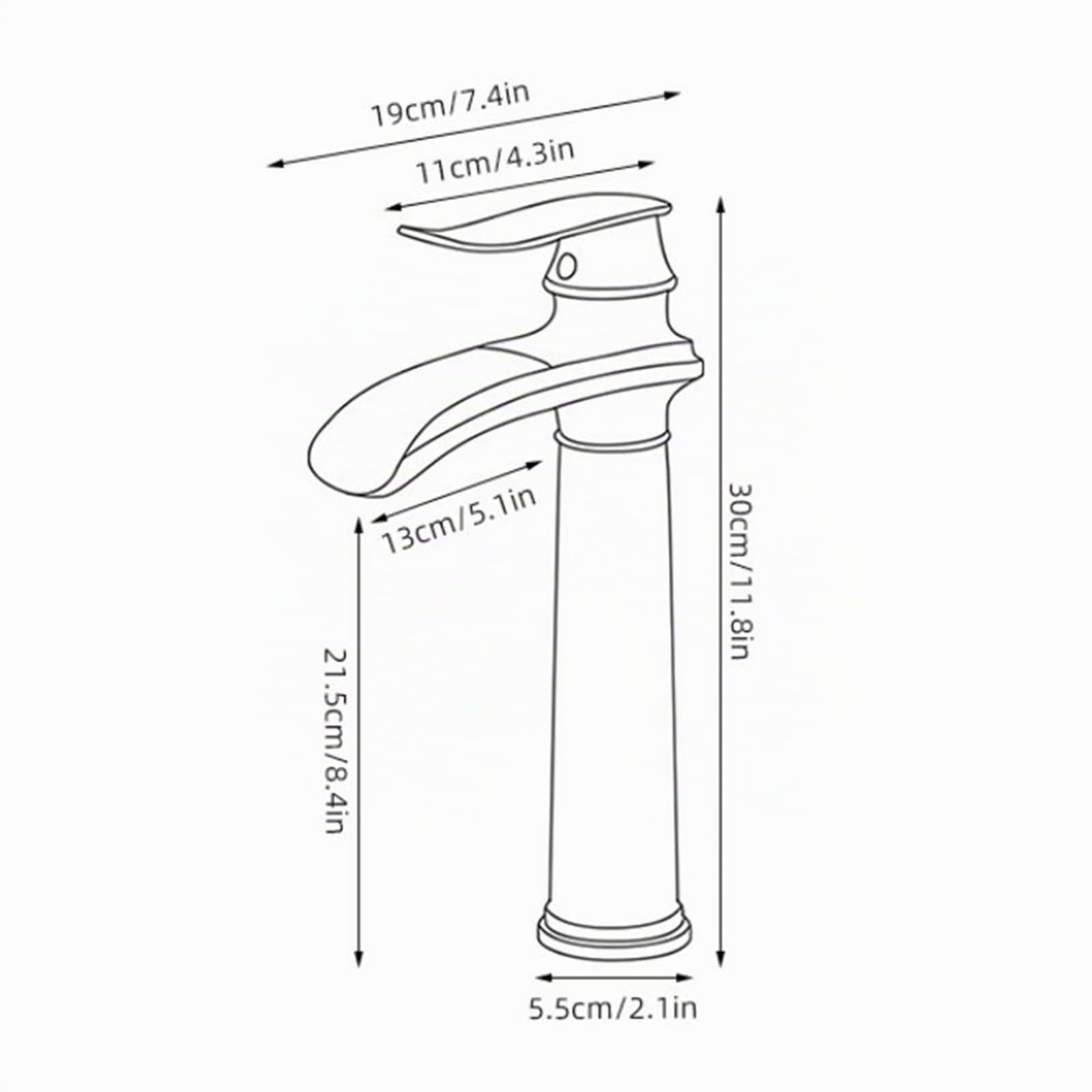 Robinet de Lavabo Cascade,Robinet de Salle de Bain,Mitigeur de Lavabo Antique, Robinetterie de Lavabo en Laiton (Bronze Antique, long)