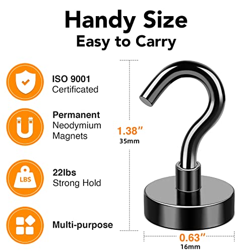 Mikede Black Magnetic Hooks Heavy Duty thumb #2