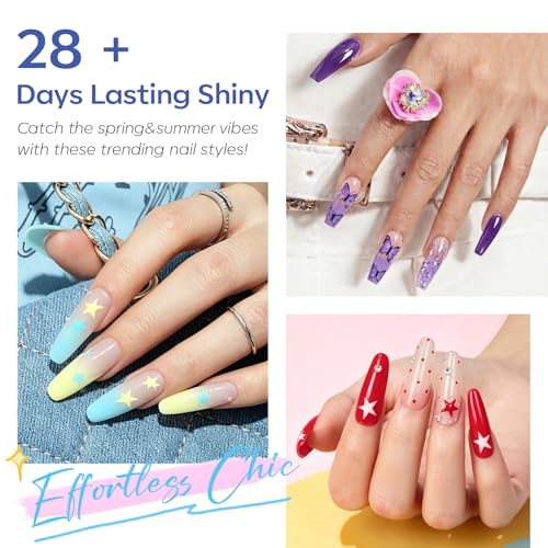 modelones Poly Nail Gel Set, 6 Colors Forever Young Collection Turquoise Purple Blue Neon Yellow Hot Pink Poly Extension Builder Gel Nail Spring Hot Summer French Manicure DIY — view 3