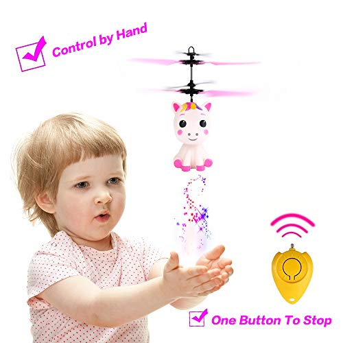 Flying Unicorn Toys Flying Fairy Toys for Girls Flying Ball RC Helicopter with Remote Control Hand Controlled Horse Unicorn Birthday for 3 4 5 6 7 8 9 Year Old Girls Boys Kids - Thumbnail 2