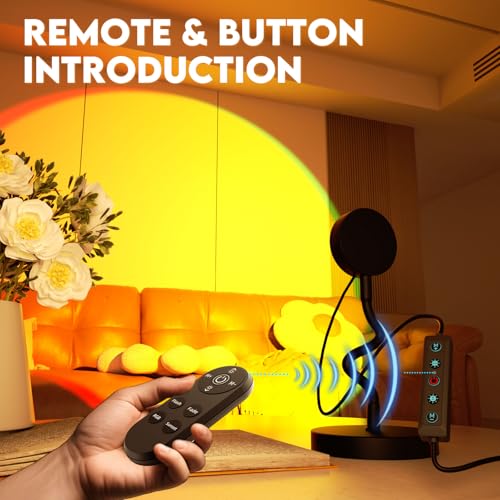 SEMRYICO Sunset Lamp Projector with Remote & Button Control – Multi-Color RGB — view 2