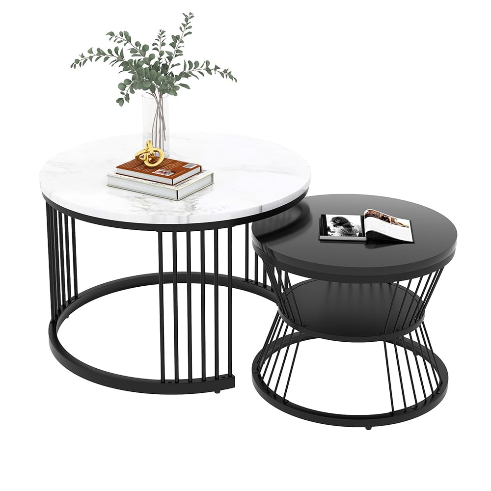 Table basse encastrée ensemble deux pièces avec cadre noir pour salon