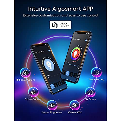 Aigostar Smart WiFi-bulb C37 E14, werkt met Alexa en Google Home, van kleur te veranderen, 5W LED-lampen, dimbaar 3000K… - Image 3