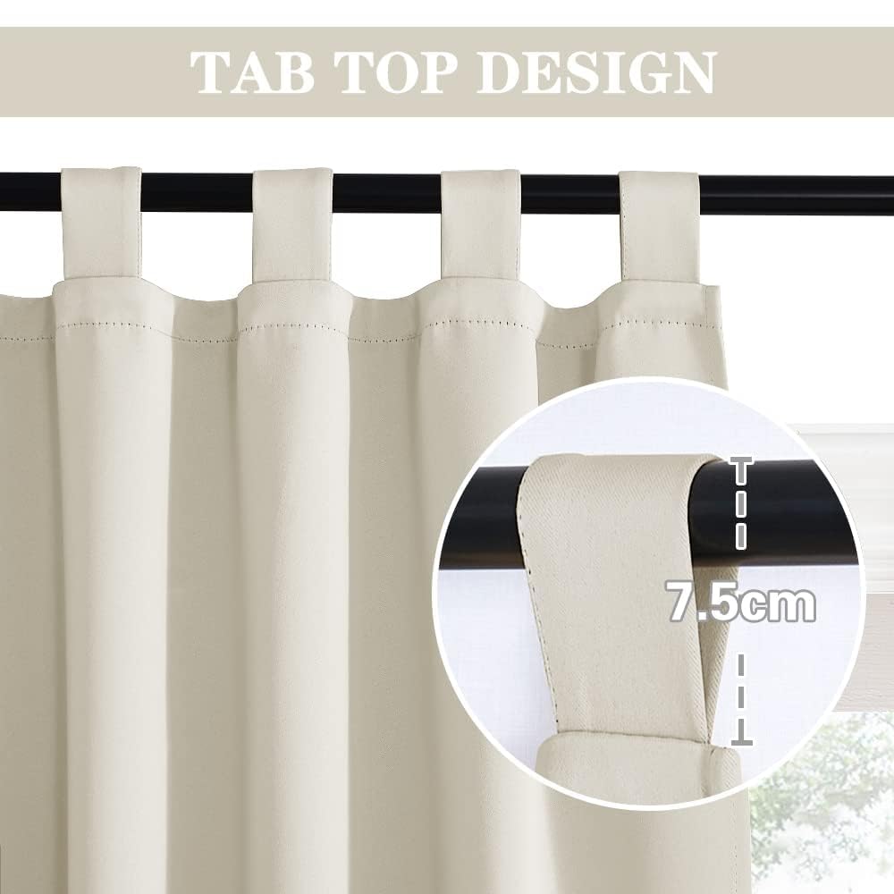 PONY DANCE Cortinas Opacas Termicas Aislantes 140x200 CM, Cortinas Salon Modernas 2 Piezas Dormitorio Habitacion con Trabillas Blackout Curtains, Beige Claro