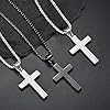 MERTTURM Stainless Steel Cross Necklace for Men, Cross Pendant Necklace with Chain 60cm, Silver/Gold/Black Necklace, Gift for Birthday/Christmas/Easter/Thanksgiving Day(lightfast & sweatproof) #3