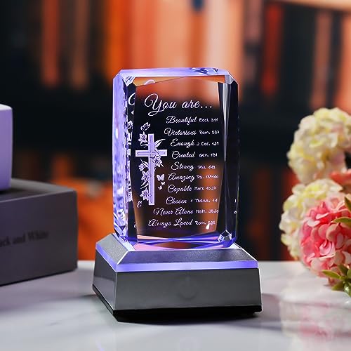 Image of Qianwei Christian Gifts for Women - 3D Crystal Cross Bible Verse Encouragement Motivational Gifts Prayers Religious Faith Gifts Sister Women Men Friends Mom