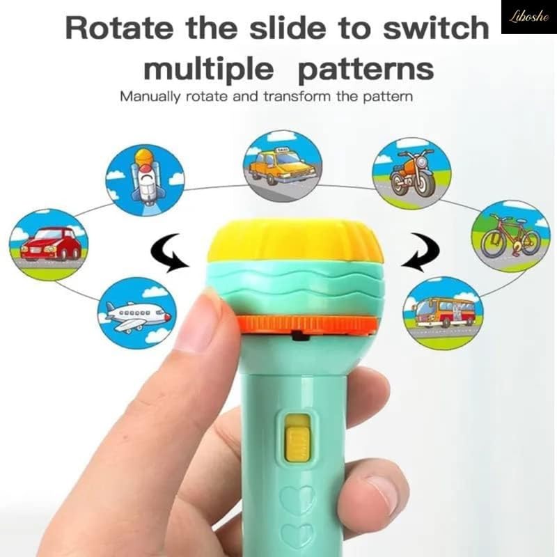 Image of Mini Slide Projector Torch for Kids with Animal Patterns【6 Slides with 48 Projections】 for Flashlight & Bedtime Stories for Children【Pack of 1】