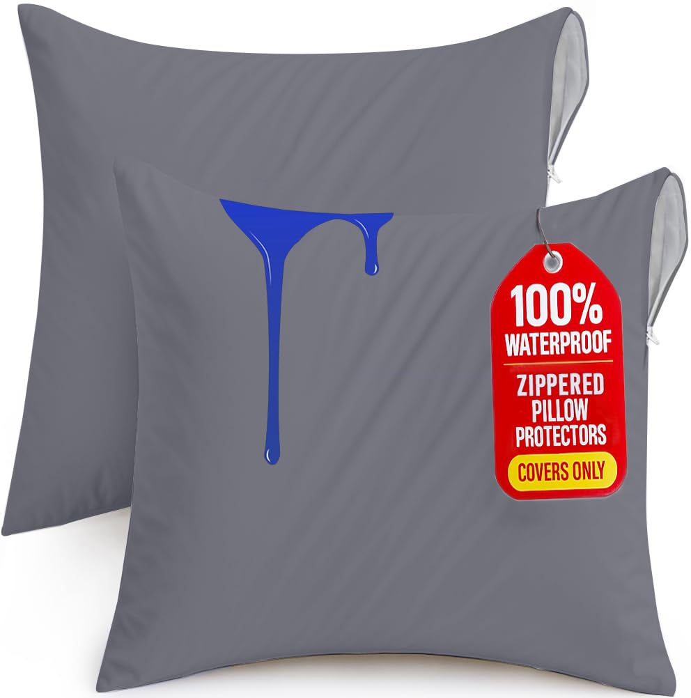 Set of 2 Pillow Protectors with Zipper 26 x 26 Inches, Throw Pillow Covers