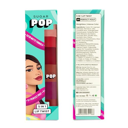 Image of SUGAR POP 5 in 1 Lip Twist | Shea Butter | Stain-Matte | Long Lasting - 01 Perfect Pout