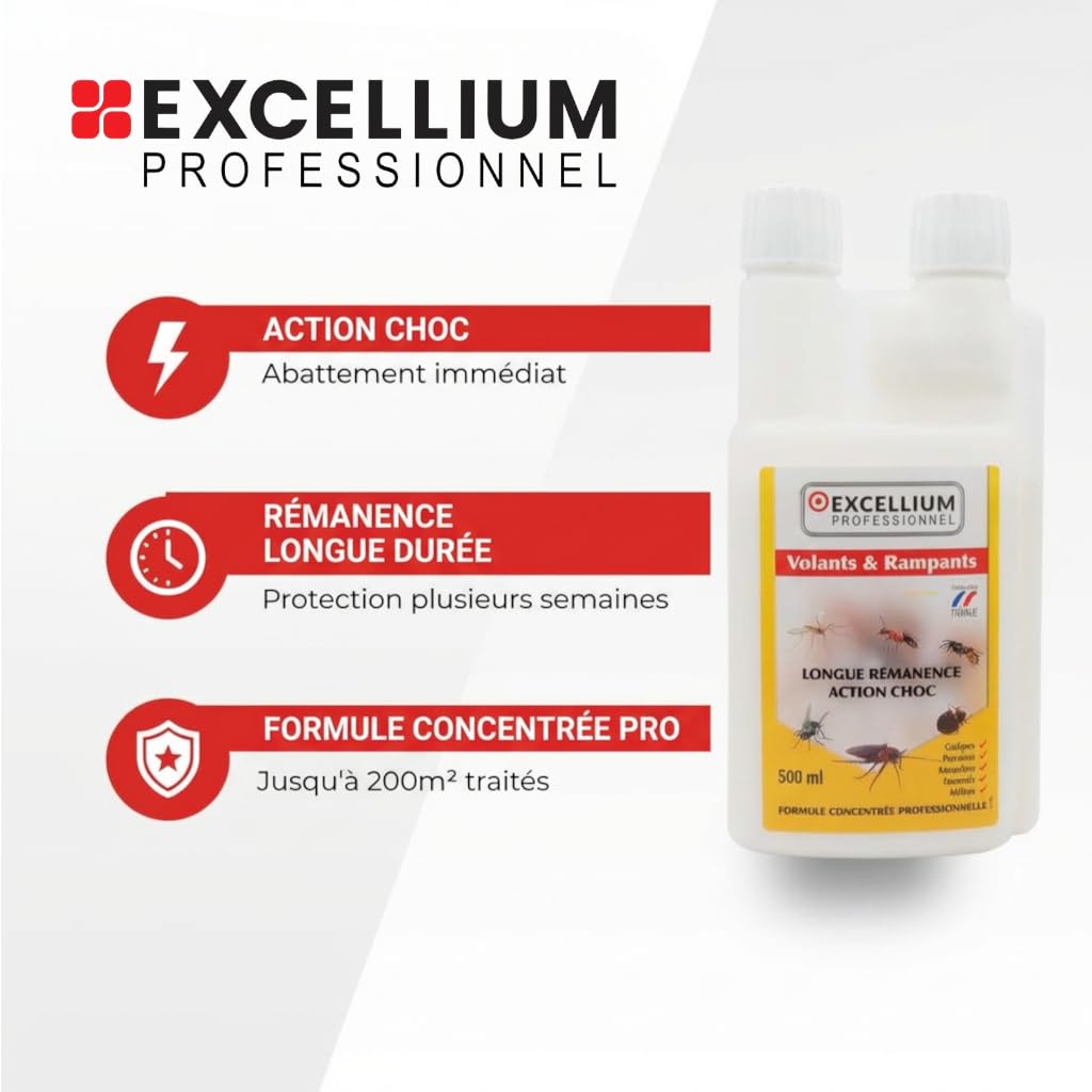 Excellium | Insecticide Concentré Volants & Rampants | Traitement Choc avec Rémanence Longue Durée | Flacon Doseur Sécurisé 250 ml