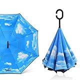 ◇ Einzigartiges Design mit umgekehrter Faltung - Wenn Sie ein Einkaufszentrum, ein Café, ein Auto oder einen anderen Ort betreten, kann die Struktur unseres winddichten Regenschirms von innen nach außen gefaltet werden, ohne dass Sie auf den Boden oder das Auto tropfen müssen.